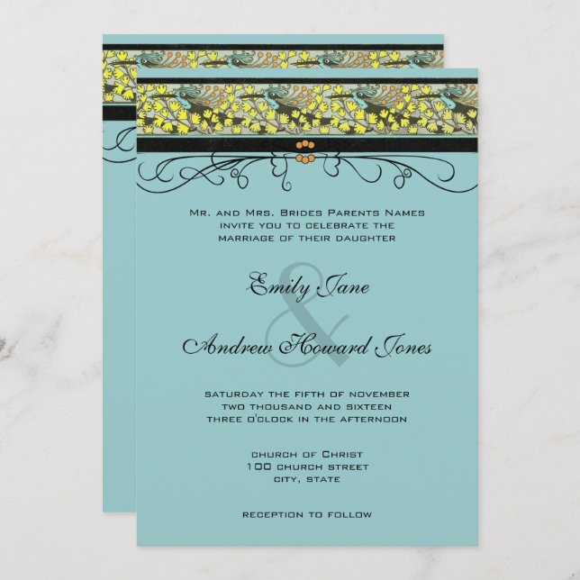 Hummingbirds & Maidenhair Wedding Einladung (Vorne/Hinten)