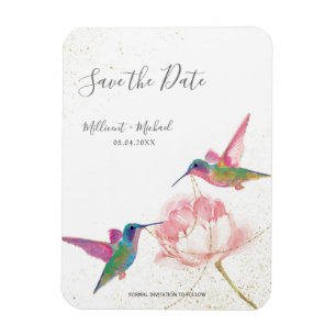 Hummingbirds mit Peony Save the Date Magnet