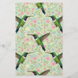 Hummingbirds on a floral background briefpapier