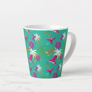 Hummingbirds Pink Lila Green Blue Tropical Milchtasse