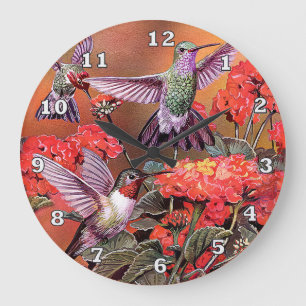 Hummingbirds Round (Large) Wall Clock Große Wanduhr