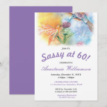 HUMMINGBIRDS SASSY MIT 60! PARTY EINLADUNG