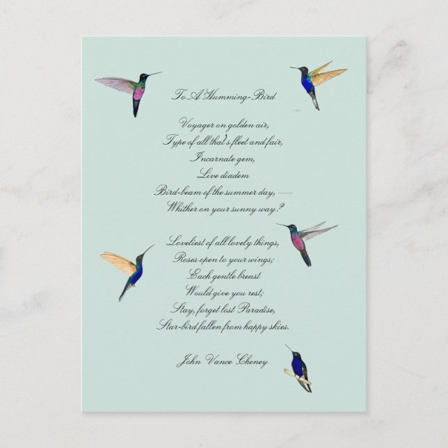 Hummingbirds und John Vance Cheney Quote Postkarte (Vorderseite)