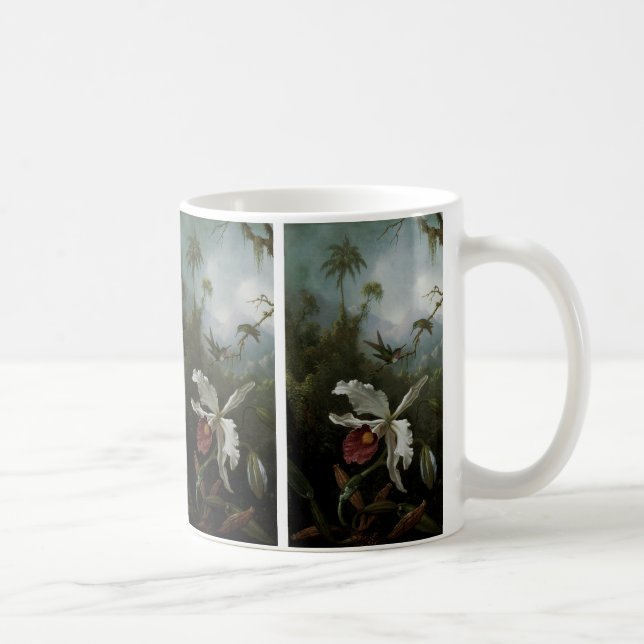 Hummingbirds und White Orchid von Martin J. Heade Kaffeetasse (Rechts)