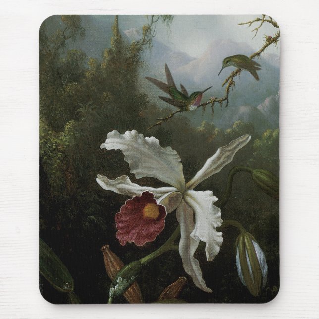 Hummingbirds und White Orchid von Martin J. Heade Mousepad (Vorne)