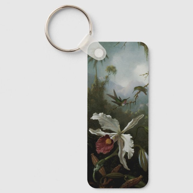 Hummingbirds und White Orchid von Martin J. Heade Schlüsselanhänger (Vorderseite)