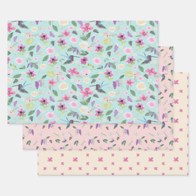 Hummingbirds Watercolor Gift Wrap Set Geschenkpapier Set (Set)