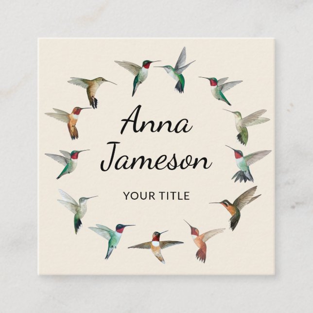 Hummingbirds Wath Square Business Card Quadratische Visitenkarte (Vorderseite)