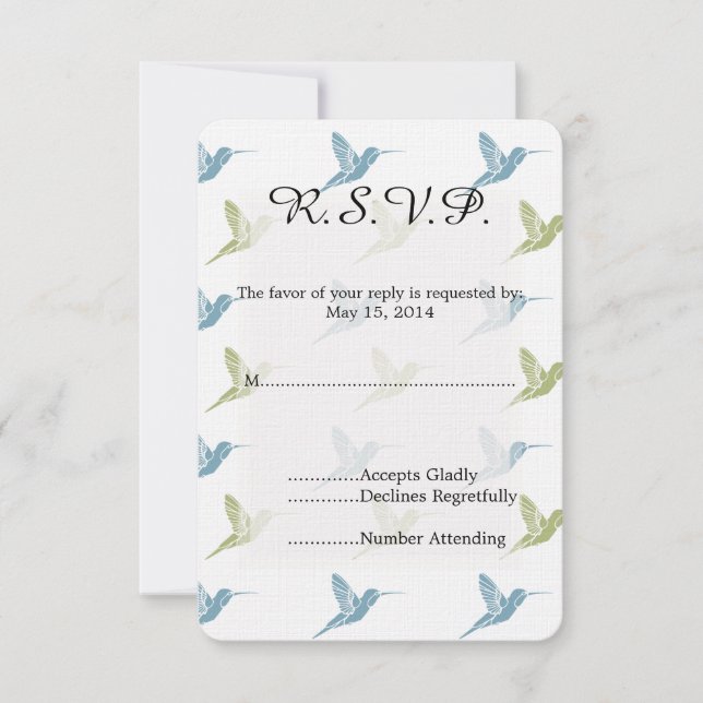 Hummingbirds Wedding RSVP Karte (Vorderseite)