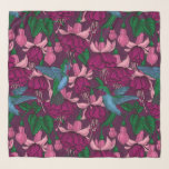 Hummingger Garten Schal<br><div class="desc">Vektor-nahtlos mit handgezogenen Fuchsien-Blume und Kolibris</div>
