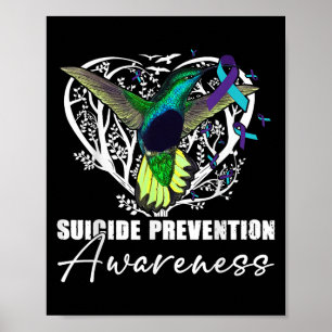 Hummingvogel Aquamarin Lila Ribbon Suizidpräventio Poster