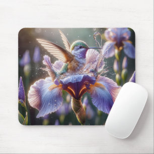 Hummingvogel baden in einem Iris-Blossom Mousepad