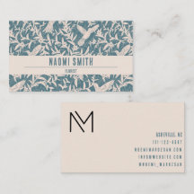 Hummingvögel blättern im Vintagen Stil Visitenkart
