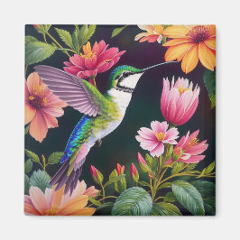 Hummingvogel farbenfrohe Blumenbilder Magnet