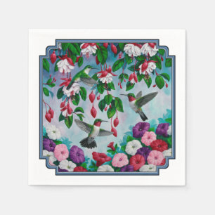 Hummingvögel im Blumengarten von Fuchsia Serviette