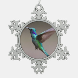 Hummingvogel im Flug Schneeflocken Zinn-Ornament