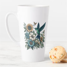 Hummingvogel mit Blume Latte Tasse