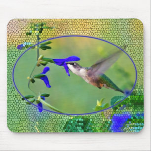 Hummingvogel mit festem Glasrahmen Mousepad
