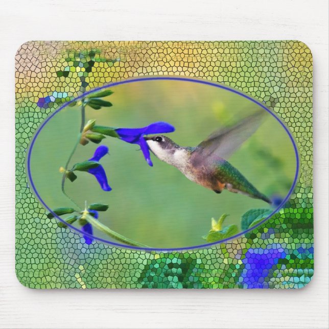 Hummingvogel mit festem Glasrahmen Mousepad (Vorne)