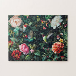 Hummingvögel mit kletternden Reben und Rose Hedge  Puzzle