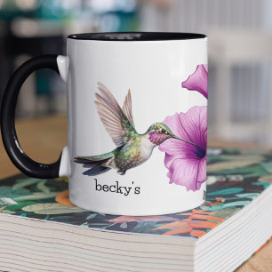 Hummingvogel mit Lila Blume Tasse