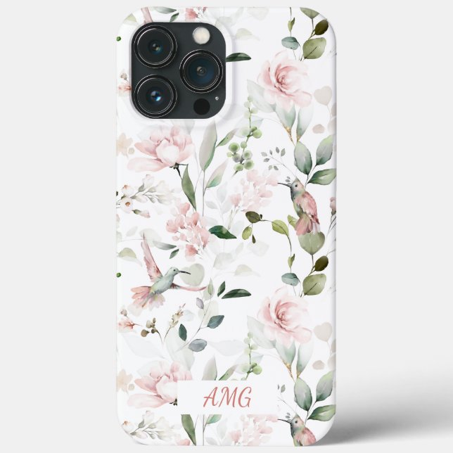 Hummingvogel, Rosen mit rosa Rosen, Grünflächen Case-Mate iPhone Hülle (Rückseite)
