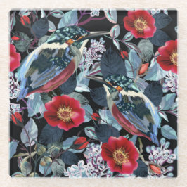 Hummingvogel, schwarz und rot glasuntersetzer