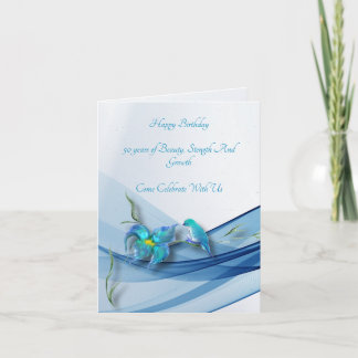 Hummingvogel und blaue Welle Geburtstagskarte Einladung