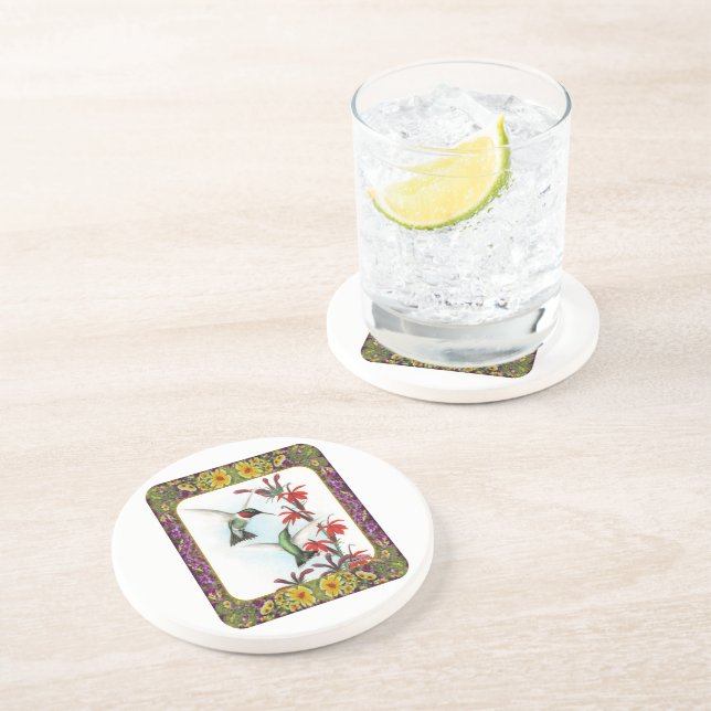 Hummingvögel und Blume #5 Getränkeuntersetzer (Seite)