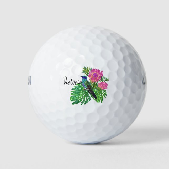 Hummingvogel und Blume Golfball (Vorderseite)