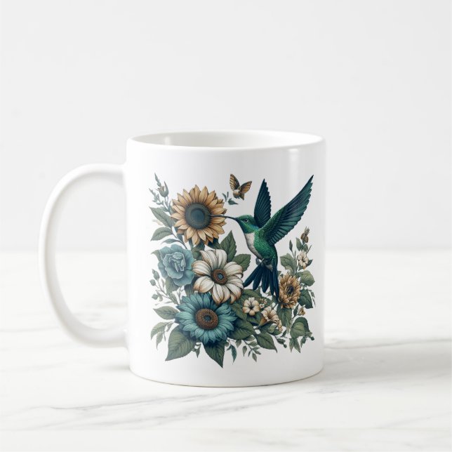 Hummingvogel und Blume Kaffeetasse (Links)