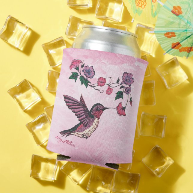 Hummingvogel und Blume können sich kühlen Dosenkühler (In Situ Sommer)