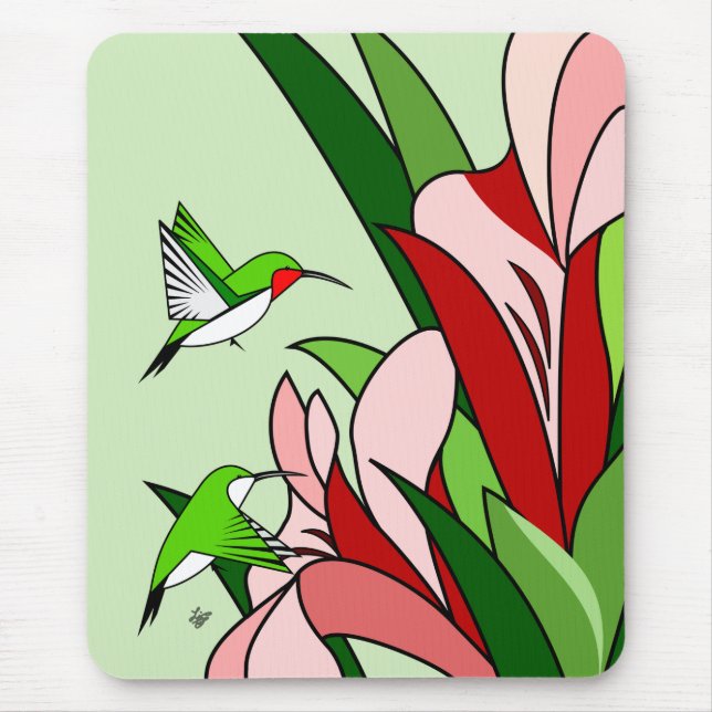 Hummingvogel und Blume Mousepad (Vorne)