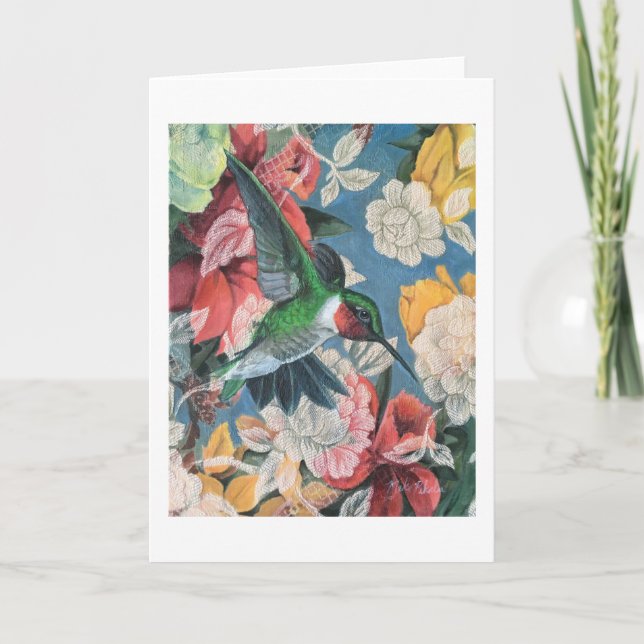 Hummingvogel und Blume Nummer 3 Leere Karte (Vorderseite)