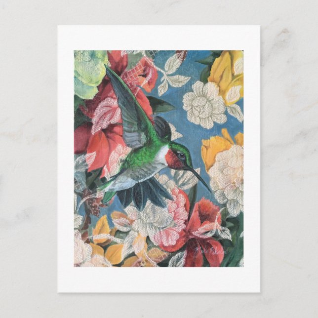 Hummingvogel und Blume Nummer 3 Leere Postkarte (Vorderseite)