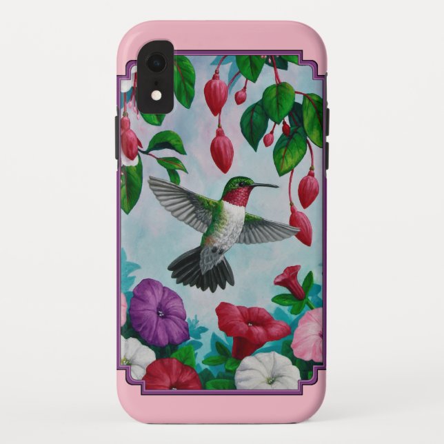 Hummingvögel und Blume Rosa Case-Mate iPhone Hülle (Rückseite)
