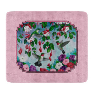 Hummingvögel und Blume Rosa Schneidebrett