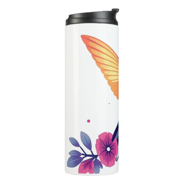 Hummingvogel und Blumen Thermosbecher (Nach links gedreht)