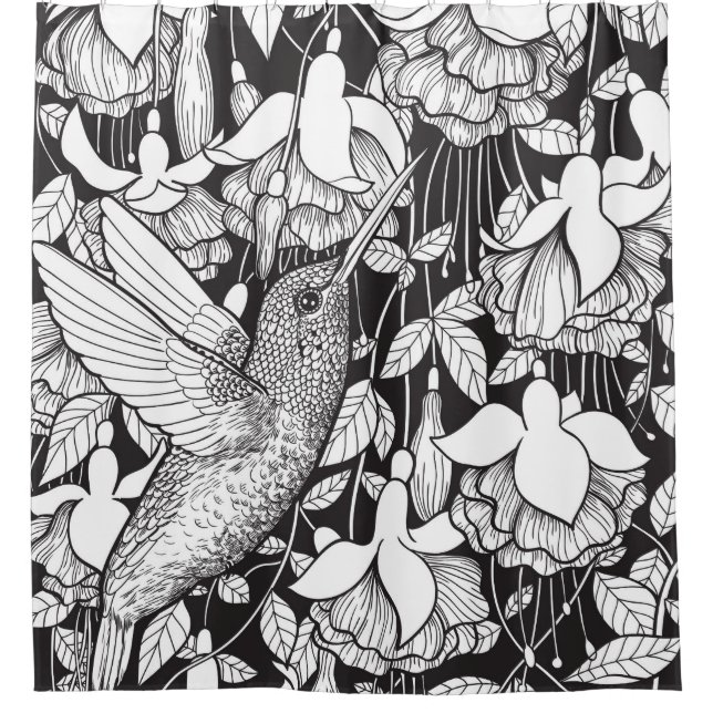 Hummingvogel und Fuchsie Duschvorhang (Vorderseite)