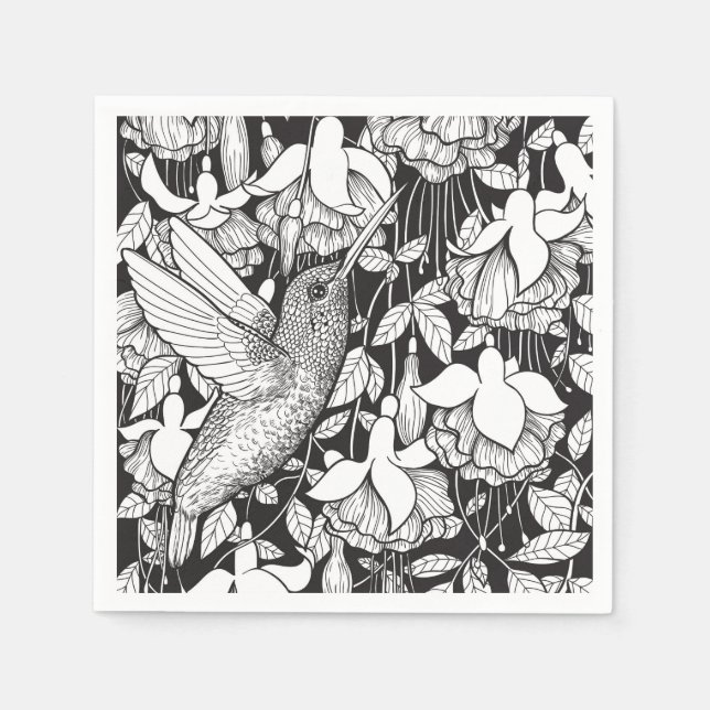 Hummingvogel und Fuchsie Serviette (Vorderseite)