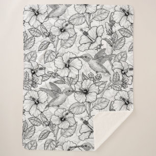Hummingvögel und Hibiskus Blume b&w Sherpadecke