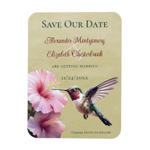 Hummingvogel und Hibiskus   GelbSave the Date Magnet