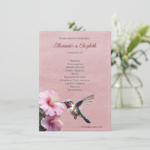 Hummingvogel und Hibiskus   Pink-Hochzeitsprogramm