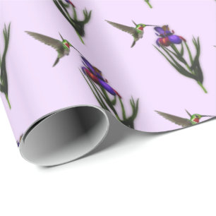 Hummingvogel und Iris-Blume    Geschenkpapier