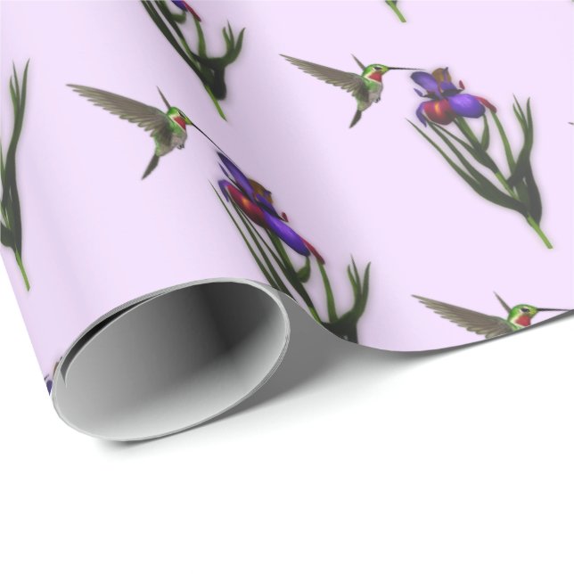 Hummingvogel und Iris-Blume    Geschenkpapier (Rolleneckpunkt)