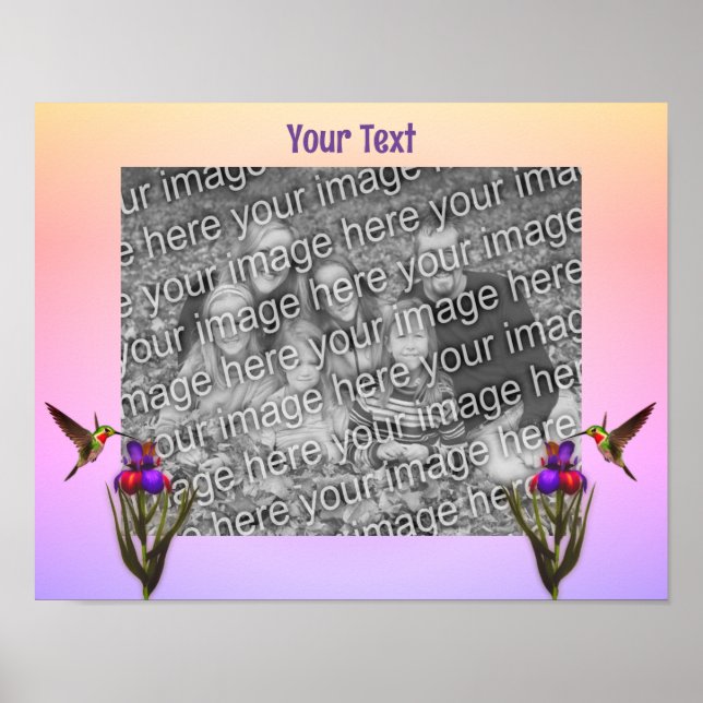 Hummingvogel und Iris Blume kreieren Poster (Vorne)