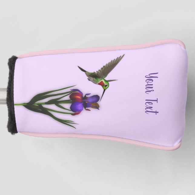 Hummingvogel und Iris-Blume Personalisiert    Golf Headcover (Vorderseite)