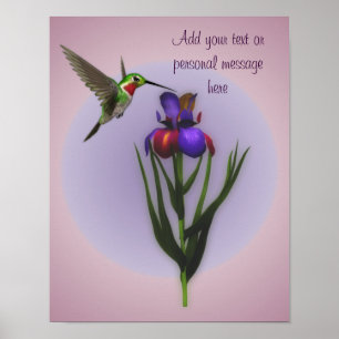 Hummingvogel und Iris-Blume Personalisiert Poster