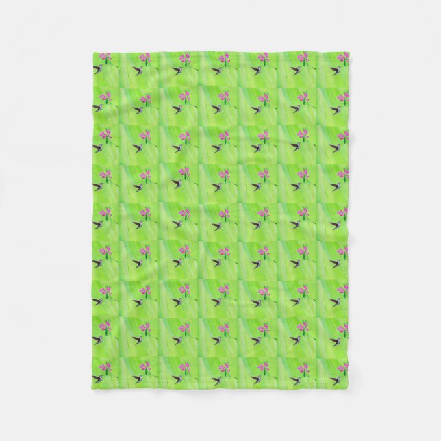 Hummingvogel und Platterbsen Malerei Fleecedecke (Vorderseite)