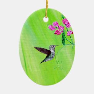 Hummingvogel und Platterbsen Malerei Keramikornament